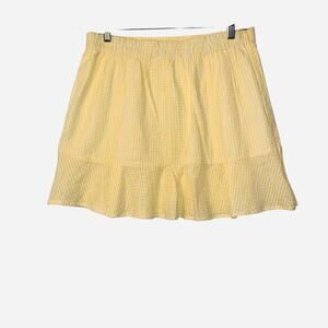 Sim & Sam yellow gingham seersucker tulip mini skirt L NWT